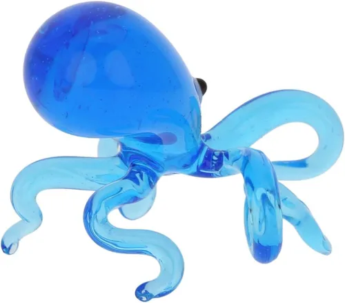 Vista 3 de Glass Of Venice Figura decorativa de cristal de Murano de pulpo azul – Pulpo de vidrio soplado animal marino vida marina adorno para decoración