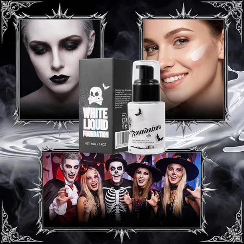 Vista 3 de Pintura facial blanca - Maquillaje de Halloween Pintura corporal, 1.4 fl