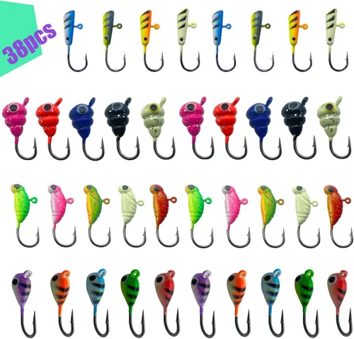 Vista 7 de 24 piezas de plantillas de pesca en hielo para Panfish Crappie Sunfish Walleye Ice Fishing Jig Box Accesorios de pesca en hielo Caja de aparejos