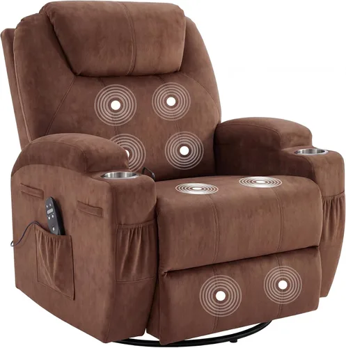 Vista 11 de JUMMICO Pequeño sillón reclinable giratorio con masaje Gris-oscuro
