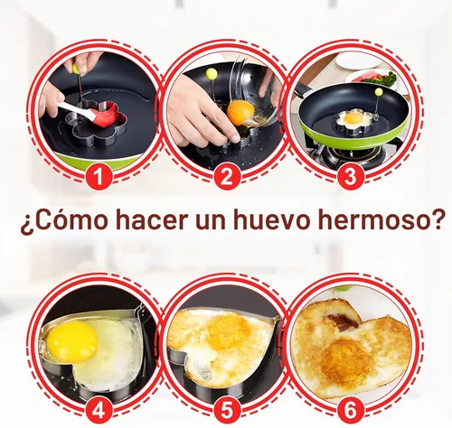 Vista 6 de Juego de 6 anillos de huevo frito de acero inoxidable