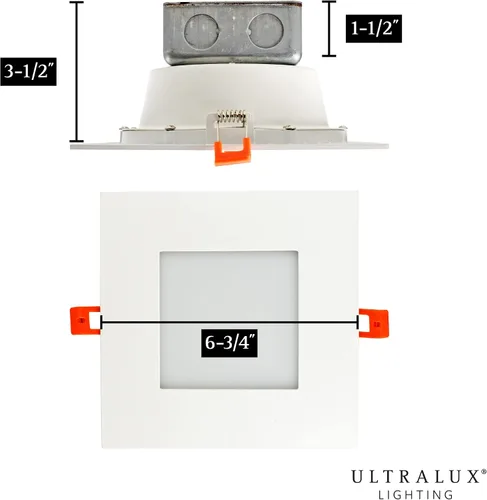 Vista 8 de UltraLux Foco empotrable LED de cable directo de 7 pulgadas con caja de 3000K, 750 lúmenes, CRI más de 80, TRIAC regulable, conectores WAGO