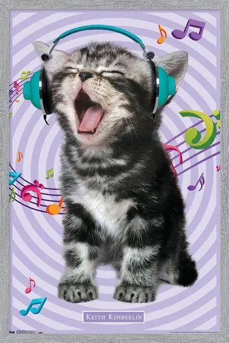 Vista 15 de Trends International Keith Kimberlin - Gato - Póster de pared cantando, 14.725 x 22.375 pulgadas, versión con marco de madera tipo granero