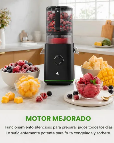 Vista 5 de AMZCHEF Exprimidor de prensa en frío, Juicer lento de autoalimentación de Negro mate