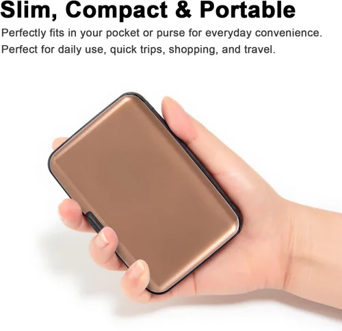 Vista 55 de Soporte para tarjetas de crédito, cartera metálica con bloqueo RFID para tarjetas de identificación para mujeres y hombres, funda rígida de aluminio