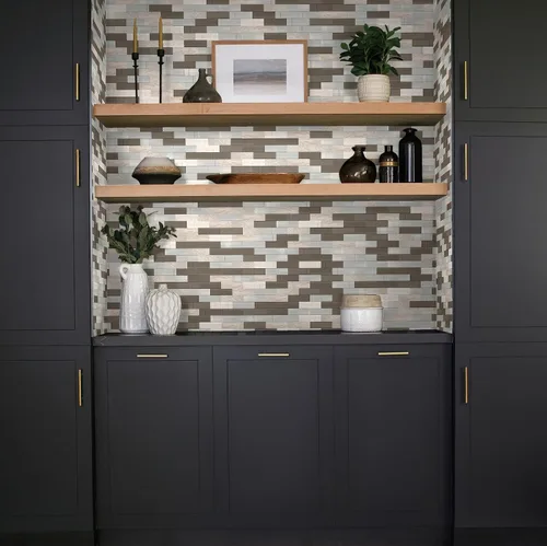 Vista 6 de Daltile SimplyStick Mosaix Mosaix - Mosaico de ladrillo de 1.25 x 4 pulgadas para despegar y pegar de piedra caliza y vidrio, color blanco chenilla