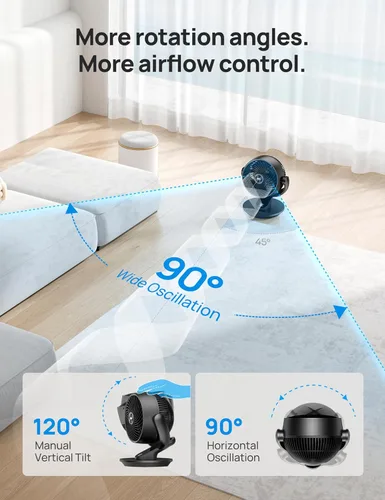 Vista 2 de Dreo Ventilador para dormitorio, ventilador circulador de aire de mesa oscilante de 13 pulgadas para toda la habitación, ajuste de inclinación
