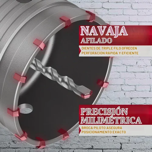 Vista 4 de DAIMIT 20 piezas de juego de sierra de agujero de hormigón con 3 brocas de perforación y vástago SDS Plus y Max, juego de herramientas de sierra