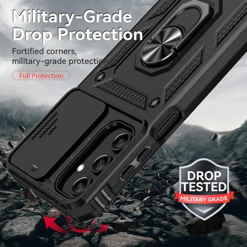 Vista 4 de Funda para Samsung Galaxy A15 5G con cubierta para lente de cámara, protector de pantalla HD, doble capa de grado militar, probada contra caídas