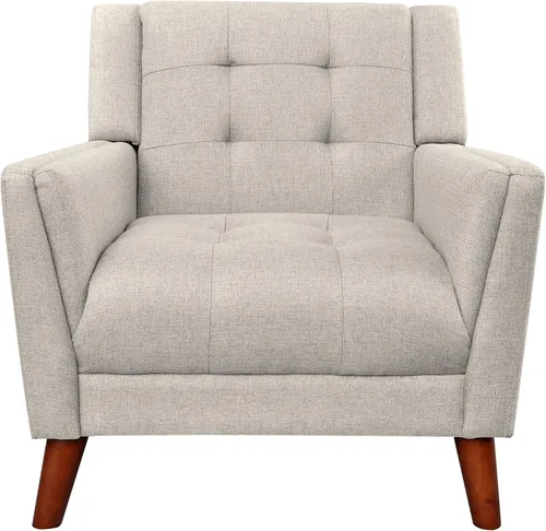 Vista 4 de Christopher Knight Home - 305538 Evelyn Mid Century - Sillón de tela moderno, color beige, nogal (305538).
