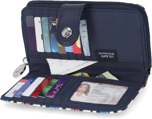 Vista 4 de Nautica Be Shore - Cartera de mujer con bloqueo RFID y cremallera alrededor del embrague, Mar del Norte