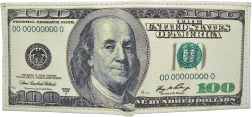 Vista 5 de Tems Billetera de piel sintética hecha a mano con diseño de billete de cien dólares