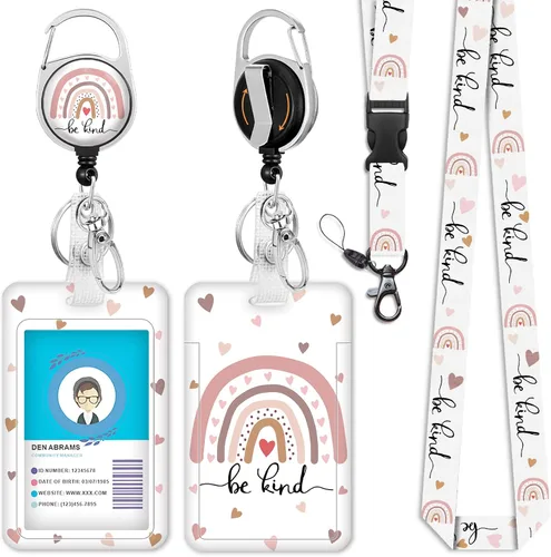 Vista 14 de Giancomics Soporte para tarjetas de identificación negro con cordón, cordones para insignias de identificación con carrete de insignia retráctil