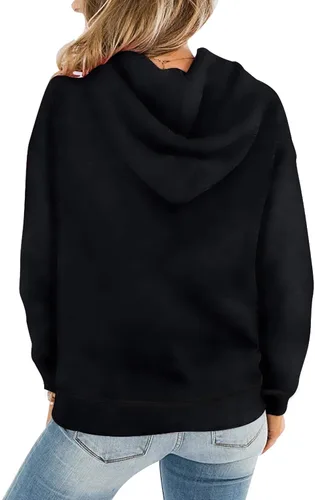 Vista 2 de Davenil Sudadera con capucha para mujer, cómoda, de forro polar, manga larga, con bolsillo, para mujer