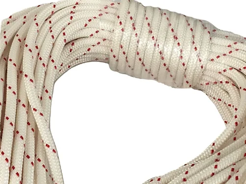Vista 2 de Cuerda trenzada de poliéster de primera calidad para yate Blue Ox Rope de 3/8 pulgadas, blanco/rojo