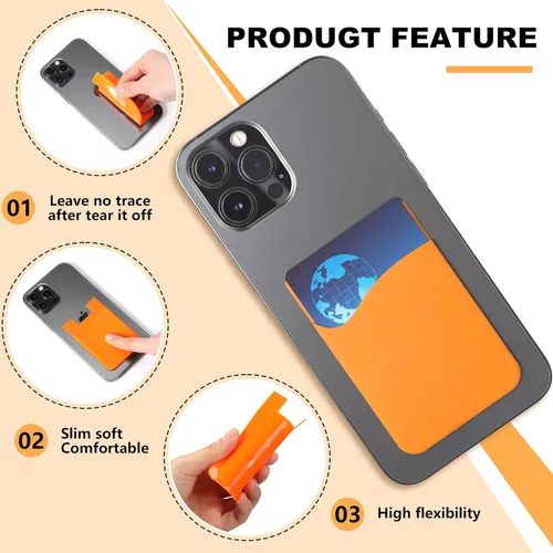 Vista 3 de Frienda 24 portatarjetas de teléfono adhesivo de silicona para la parte posterior del teléfono, funda adhesiva para tarjetas de crédito compatible