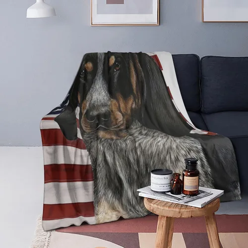 Vista 5 de Bluetick Coonhound - Manta de franela de forro polar, regalo de bandera estadounidense, manta patriótica de forro polar, edredón de franela