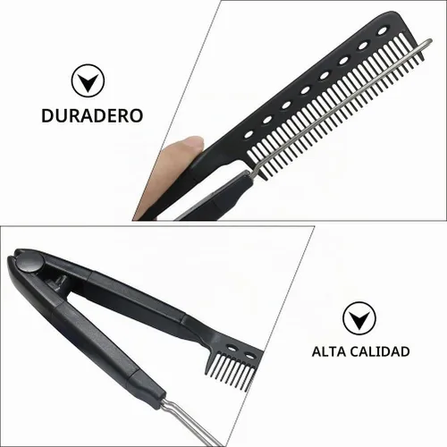 Vista 9 de FRCOLOR Cepillo alisador de cabello en forma de V, peine alisador para peluquería, herramienta compacta para peluquería y uso doméstico