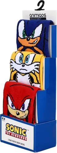 Vista 7 de Bioworld Sonic The Hedgehog Characters Youth - Paquete de 3 calcetines 360, Multi colorido
