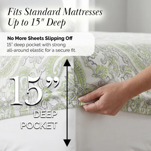 Vista 269 de Southshore Fine Living, Inc. Colección Winter Brush, juego de sábanas de 3 piezas para cama individual, sábana bajera con bolsillo profundo de 14
