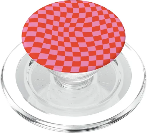 Vista 8 de PopSockets - Tablero de ajedrez clásico a cuadros ondulado, color rosa y rojo