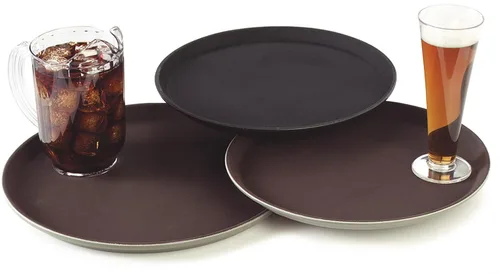 Vista 7 de Carlisle FoodService Products 1100GL004 GripLite Bandeja redonda antideslizante con forro de goma, 11 pulgadas de diámetro, color negro