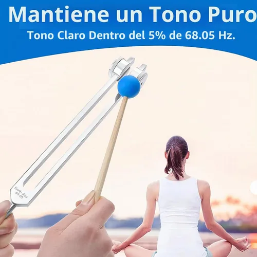 Vista 6 de 68.05 Solfeggio Tuning Fork para curación, con bolsa de martillo