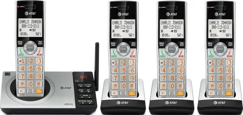 Vista 25 de AT&T CL84107 DECT 6.0 Teléfono expandible con cable/inalámbrico con bloqueador de llamadas inteligente, negro/plata con 1 auricular