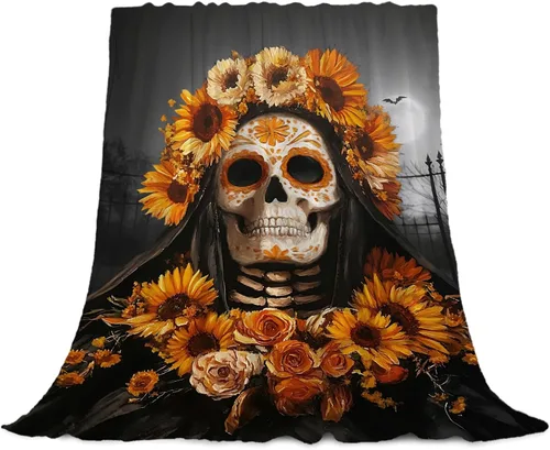 Vista 15 de YeeJu Manta de Halloween de calabaza espeluznante vintage para bebé y mascota, acogedora, suave y mullida, manta de forro polar de felpa para sofá