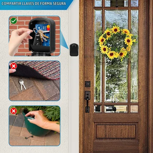 Vista 2 de BKNOOU Keys Lock Box con código, caja de seguridad de gran capacidad para montaje en pared 4-digit Resettable Combination, with Spare Key