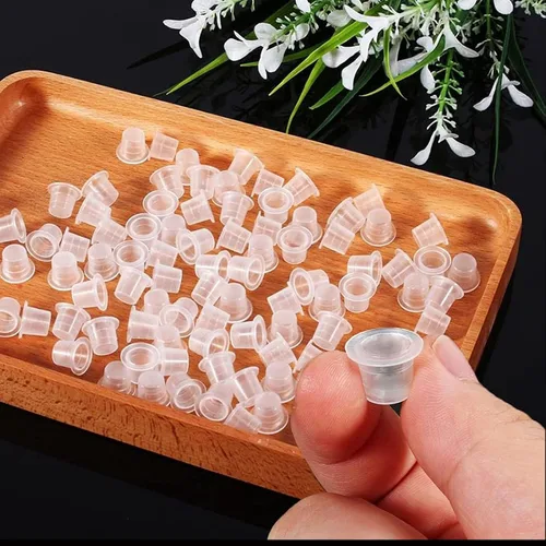 Vista 4 de Urknall 1000pcs tapas de tinta de tamaño mediano tazas de tinta de tatuaje para soporte de tinta tapas de tatuaje para tinta de tatuaje
