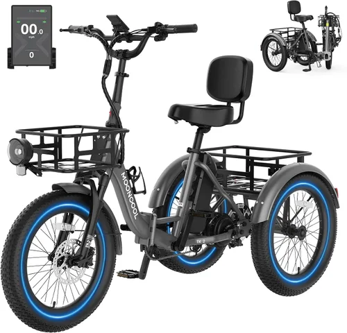 Vista 13 de MOONCOOL Electric Tricycle for Adults, 500W/750W Folding Electric Trike for Adults, 20"x3.0" Fat Tire 3 Wheel Electric Bike, Aluminum Frame