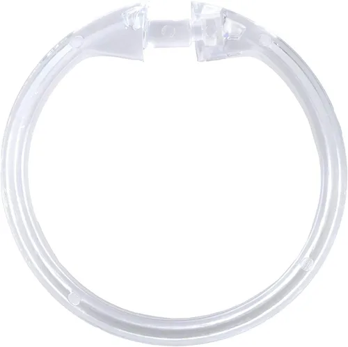 Vista 2 de Rocky Mountain Goods Simple Spaces - Anillos de cortina de plástico transparente, paquete de 12, clic de forma segura en su lugar, plástico