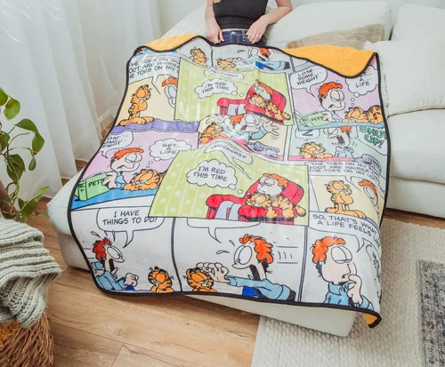 Vista 8 de Garfield and Jon - Manta de forro polar Sherpa con paneles de cómic, funda de poliéster suave para sofá, cama, 50 x 60 pulgadas