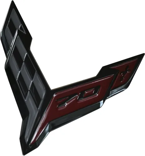 Vista 2 de 1 pieza C8 Stingray Banderas de Capó Emblema de Aniversario 70 para Reemplazo de Capó Corvette 2020+ (Negro Rojo)