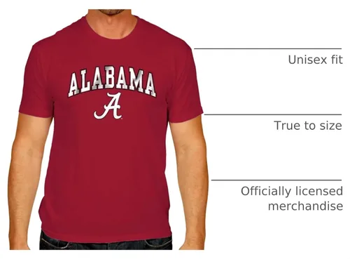 Vista 4 de Campus Colors NCAA - Camiseta de algodón para adulto, unisex, para el día del juego Camiseta con licencia oficial de la NCAA, algodón hilado