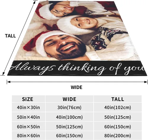 Vista 5 de Manta personalizada con fotos, texto, manta personalizada de franela para regalos de cumpleaños de adultos y niños, bodas, Navidad, Halloween, Día