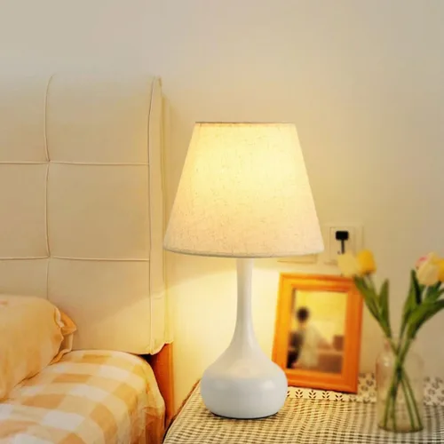 Vista 5 de BGGJJ Lamp for Desk Retro Fabric Table Lamp Bedroom High-end Warm Atmosphere Bedside Table Lamp Desk Lamps for Home Office