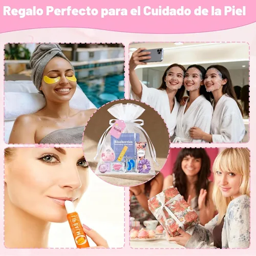 Vista 4 de 132 piezas de suministros de fiesta de spa para mujeres, recuerdos de fiesta de spa, incluye máscaras faciales, máscaras de labios, máscaras