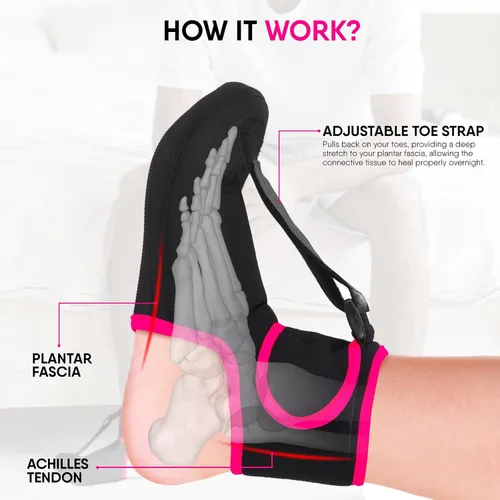 Vista 3 de Wixen - Férula nocturna para fascitis plantar para alivio rápido de fascitis plantar para hombres y mujeres, férula nocturna ajustable para fascitis