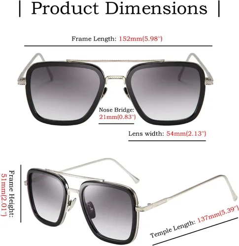 Vista 5 de FEISEDY Retro 70s Pilot Gafas de sol Tony Gafas de sol de moda para mujer Gafas de sol cuadradas B2510