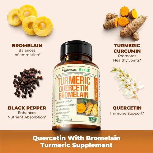 Vista 4 de Vimerson Health Suplemento de quercetina con bromelina y cúrcuma Boswellia - Potente dúo de apoyo para las articulaciones y el sistema inmunológico