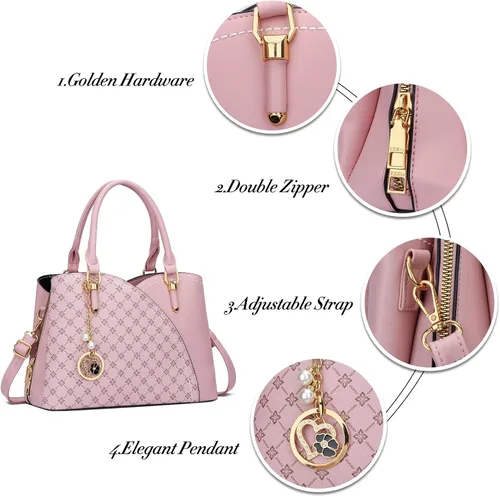 Vista 48 de KKXIU Monederos y bolsos de mano con triple compartimento para mujer, bolso de mano con asa superior
