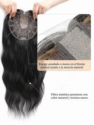 Vista 2 de PANEWAY Toppers de pelo de 7 x 7 pulgadas para mujeres con cabello fino, pelucas de 20 pulgadas para mujer, 1B