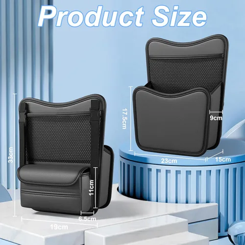 Vista 6 de Organizador de Coche para Almacenamiento Entre Asientos, Bolsa de Almacenamiento Colgante de Reposacabezas de Cuero Nappa, Soporte de Bolsillo