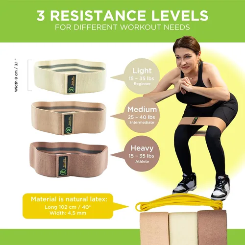 Vista 4 de Juego de bandas de resistencia multifuncionales – Bandas antideslizantes para piernas, glúteos, yoga, pilates, rehabilitación y entrenamientos