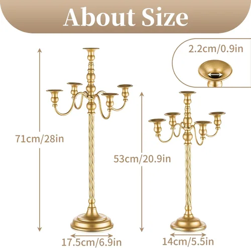 Vista 7 de Sziqiqi Candelabro de Piso Alto de 28 Pulgadas Portavelas Cónico para Velas y Portavelas de Metal Floral Centro de Mesa para Boda Fiesta Evento
