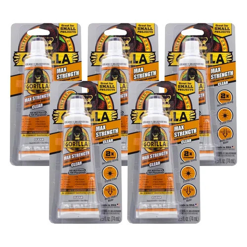 Vista 8 de Gorilla Max Strength - Adhesivo transparente para construcción, tubo de compresión de 2.5 onzas, transparente, (paquete de 1) Gap-Filling and