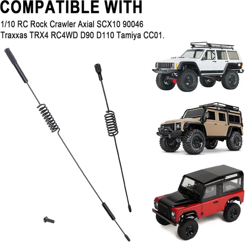 Vista 4 de Hobbypark Antena decorativa de metal de 7.68 y 11.4 pulgadas para 1:10 RC Crawler Truck Axial SCX10 90046 Traxxas TRX-4 TRX4 D90 D110