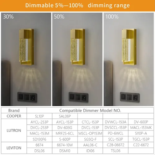 Vista 5 de Modernos apliques de pared de cristal LED, lámparas de pared dorados elegantes para sala de estar, dormitorio, baño, pasillo, puerta, escalera